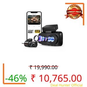 CP PLUS Dash Cam for Car CP-F59B | Dual Dashcam | 3K 5MP UHD Front and 2MP FHD Rear Camera | Sony STARVIS 2 IMX675 Sensor | Built-in GPS | WiFi (AP Mode) | G-Sensor | 3" Display | Upto 1TB Storage