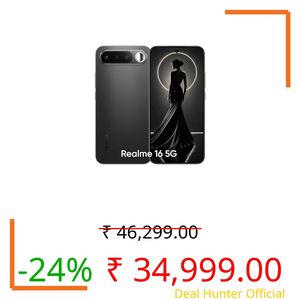 realme 16 5G Smartphone 7000mAh Titan Battery 60W Fast Charge, 12GB + 256GB 6.57" AMOLED 120Hz Display, Dual 50MP AI Camera, MediaTek Dimensity 6400 Turbo Processor, Fingerprint IP69 Air Black