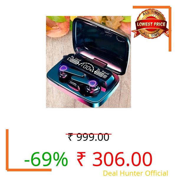M19 True Wireless Earbuds, Bluetooth 5.1, 9D HiFi Sound, Intelligent Noise Reduction, IPX7 Waterproof, LED Display Charging Case