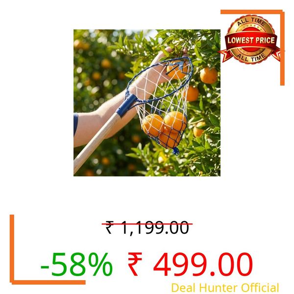 ecofynd Mango Fruit Picker Tool with Pole Attachment, Metal Frame & Nylon Net Basket, Lightweight Durable Fruit Harvester for Easy & Safe Fruit Picking from Trees, Outdoor Garden & Farm (Dark Blue)