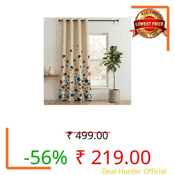 Home Sizzler 1 Piece Digital Print Eyelet Polyester Door Curtains - 7 Feet, Blue