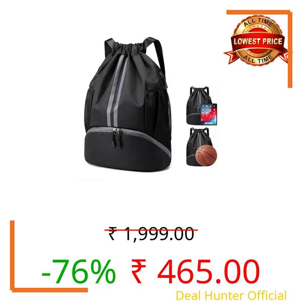 Finalize Sports Drawstring Bag Backpack for Men Women - Basketball Bag Gym Backpack Dedicated Shoe Compartment | Waterproof Large Space Gym Bag