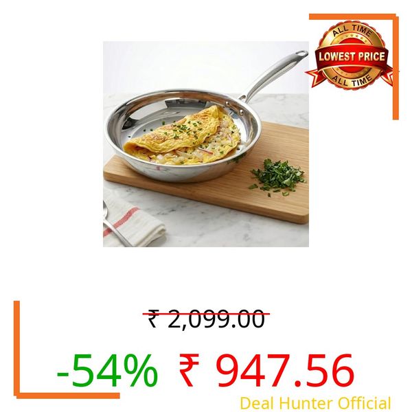 SOLARA Triply Stainless Steel Fry Pan 18 cm, Tri-Ply Induction Compatible Frying Pan, Heavy Bottom Skillet, PFOA-Free, Gas & Induction Safe, Durable Kitchen Cookware