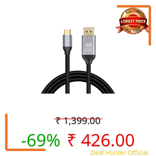 Tobo Type C to DisplayPort Cable 4K@60Hz, 1.8m USB-C to DP Male to Male Cable for Laptop, Monitor & Projector, Aluminium Alloy, Gold-Plated TD-1605CC
