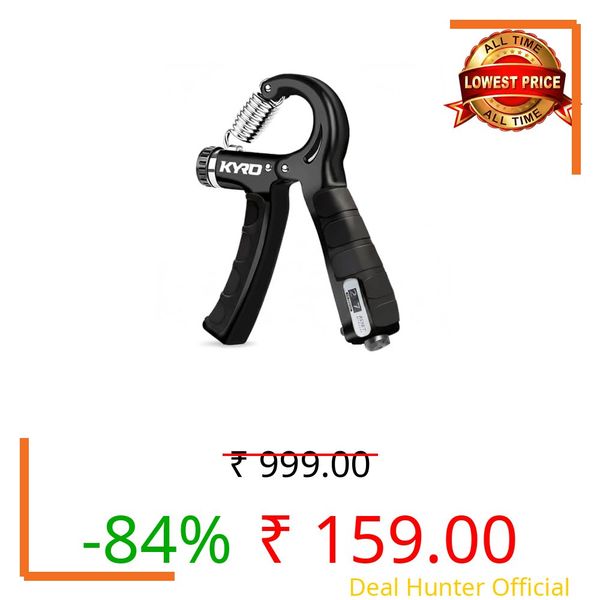 Kyro Hand Gripper with Counter | Adjustable 05–60 KG Grip Strengthener for Men & Women | Forearm, Wrist & Finger Exerciser | Hand Grip Strengthener for Home & Gym Training (Black, 1)
