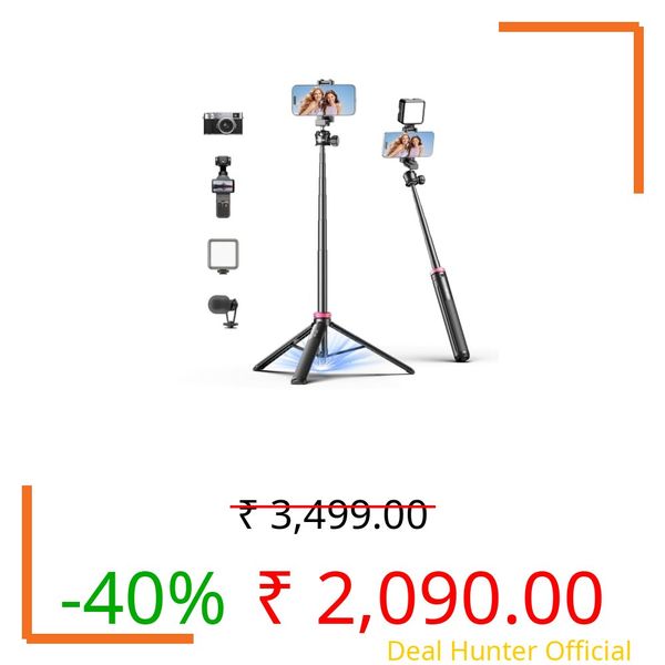 ULANZI MT44 Auto Open Phone Tripod, 59" Extendable Selfie Stick for iPhone