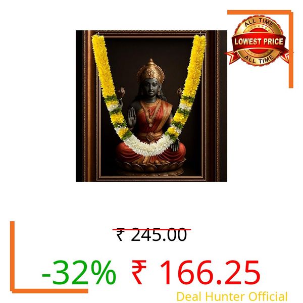Daedal crafters Flower Garland for Pooja Mandir Decoration, 40 Inches Hanging Mala for Photo Frame, Haar Mala for God Idols, Photo Frames of Loved Ones, Ancestors, Pitra & Pooja Room Décor (Yellow)
