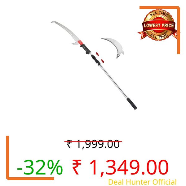 DHRIYA Professional Tree Pruning Saw, Extendable Pole Saw with Curved Blade, Telescopic Handle for Garden Branch Cutting, Manual Tree Trimmer