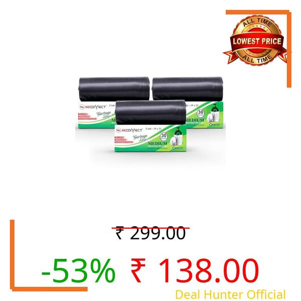 Garbage Bags Medium Size Dustbin Bags 19 x 21 Inches | 90 Pcs Pack of 3 | Heavy Duty Leak Proof Trash Bags for Home Kitchen Use