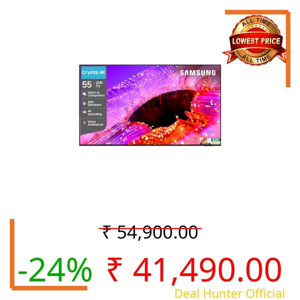 Samsung 55 inch (138cm) Crystal UHD 4K Vision AI 2026 Smart TV | 30W Speakers | 4K Upscaling | HDR10+ | 150+ Channels | 7 Years OS Upgrade | UA55UE85AHULXL