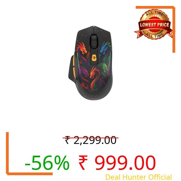 Cosmic Byte Helios Tri-Mode Wired + 2.4GHz Wireless + Bluetooth Gaming Mouse | 10,000 DPI | 1000Hz Polling | Huano 10M | 5 Programmable Buttons | RGB | Lightweight 81g | PTFE | Software (Dragon Black)