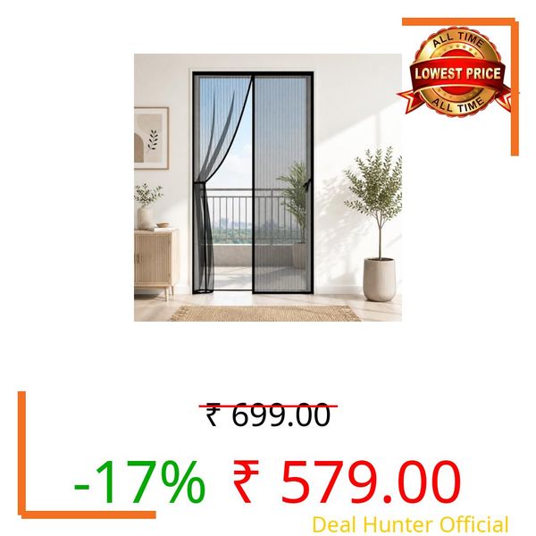 Divayanshi Magnetic Door Net 210 x 100 cm, Black Mosquito Mesh Curtain with Strong Auto-Close Magnets, Hands-Free Bug Protection, Easy Installation Door Screen for Home & Balcony