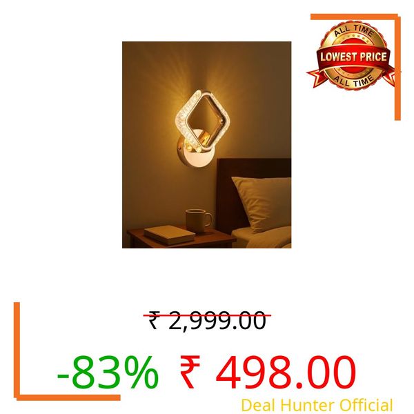 Groeien 10W | 3 Color Modern LED Diamond Crystal Wall Sconce Gold Wall Light for Bedroom Living Room Corridor Lighting Fixtures Wall Mount(Diamond Crystal-Golden, 1)