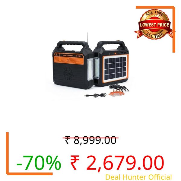 Drumstone 𝟏𝟓 𝐘𝐞𝐚𝐫𝐬 𝐖𝐚𝐫𝐫𝐚𝐧𝐭𝐲 Portable Handle Solar Generator Rechargeable Power Station Emergency Backup Battery with LED Light USB Output for Home Travel Outdoor Camping Use