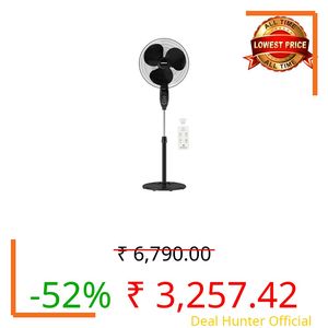 Havells Gatik Pro 400mm BLDC Pedestal Fan| 120 Ribs Guard for Safety| Smooth Oscillation| Heavy Base| ISI Marked | 2 Year Warranty | Black