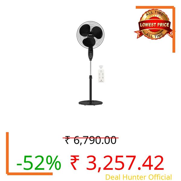 Havells Gatik Pro 400mm BLDC Pedestal Fan| 120 Ribs Guard for Safety| Smooth Oscillation| Heavy Base| ISI Marked | 2 Year Warranty | Black