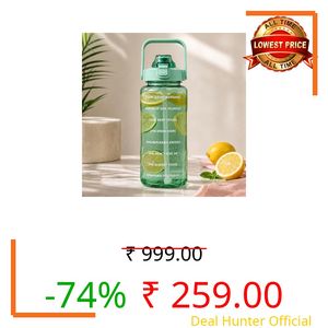 EPICK Professional Plastic Transparent 2-Liter Motivational Water Bottle for Enhanced Hydration and Inspiration (Green)