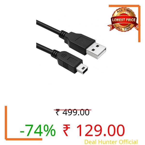 Sounce 5 Pin Mini USB Cable (35 CM) USB 2.0 Type A to Mini B Cable Compatible with GoPro Hero 3+, PS3 Controller, MP3 Player, Digital Camera (Black)