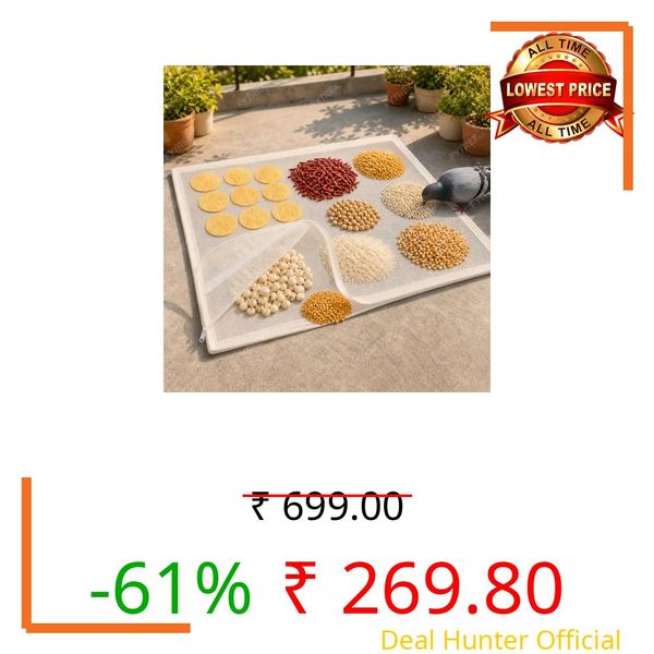 FYTREX Papad Drying Cloth with Net & Zip, Unbleached Thin Cotton for Papad, Vadiyalu, Sabudana, Spices, Grains & Millets, Dust & Insect Protection, Breathable, Washable & Reusable (29 * 36 Inches)