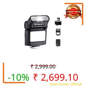 Simpex Mini Camera Flash F09, Mini Speedlite with Guide Number 8, 6500K Colour temprature, in Built li-on Battery with Type-C Charging and Universal Compatibility.
