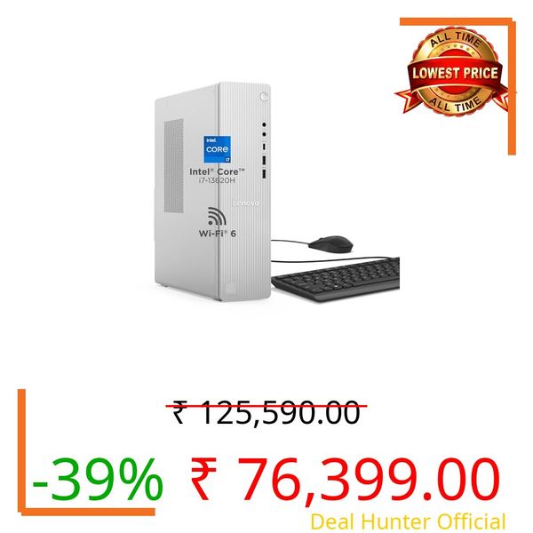 Lenovo IdeaCentre Tower 13th Gen Core i7-13620H (8GB RAM/512GB SSD/Windows 11/WiFi 6/Bluetooth 5.2/USB Calliope Keyboard & Mouse,Black/3Yr Warranty/Grey)