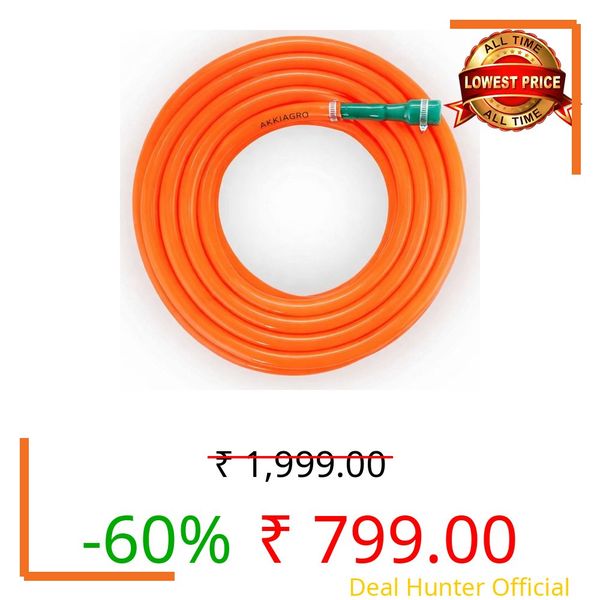 AKKIAGRO 1/2 Inch Foam hose pipe with 1 Tap Connector & 1 SS hose clamps, used for Gardening, Car wash, Bike wash, Floor cleaning (Orange, 25 Meter)