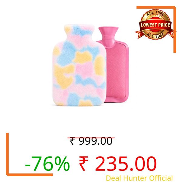 Hot Water Bag with Soft Cover for Pain Relief, 1 Pcs Heating Pad Rubber Hot Bag for Body Massage for Men & Women for Hot Water Bottle for Period, Cramps, Heating Pad - (1000,RAINBOW)