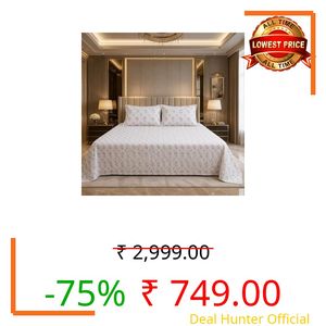 Skyla King Size Flat Cotton Bedsheet for Double Bed | 108 × 108 Inch | Soft & Breathable Bed Sheet with 2 Pillow Covers | Premium Printed Bedding (White & Red Floral)