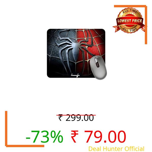 RASUCRAFT Mouse Pad, Large Printed Premium Textured Waterproof Anti Skid Rubber Base for Desktop Laptop Gaming Professional 240X200X3mm [20% Larger] (Spider Grey & Red)