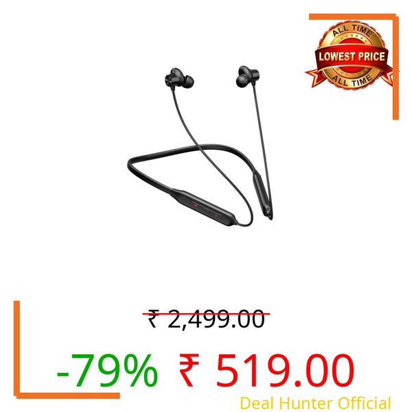 Salpido Wireless Bluetooth Neckband Earphones, Mic, Deep Bass (Black)