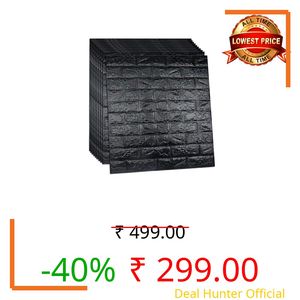 POZET 3D Brick Wallpaper PE Foam self Adhesive Brick Design Wall Stickers/DIY Wallpaper for Home Hotel Living Room Bedroom Cafe Deco (70 x 77 cm) (Black) Pack of 2