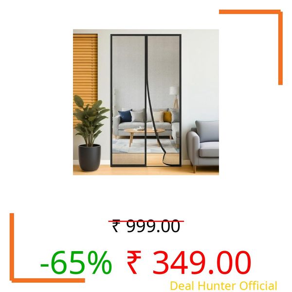 Magnetic Mosquito Screen Door Net Curtain with Magnets Reinforced Polyester Curtain Back Door Mesh with All In One Insect Control | Insect Repellent size 7 feet Black color