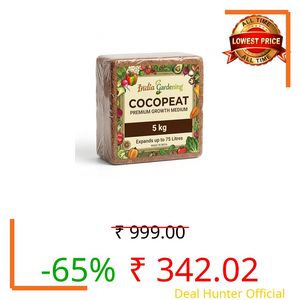 Premium Cocopeat Block 5kg (Expands Upto 75L) | Low EC Washed & Sterilized Coconut Coir | Organic Growing Medium for Plants, Seed Germination, Hydroponics & Potting Mix