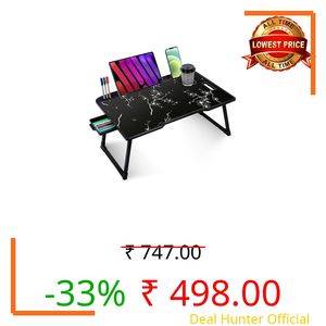 TEKCOOL Smart Multipurpose Foldable Laptop Table with Cup Holder, Study Table, Bed Table, Breakfast Table, Foldable and Portable/Ergonomic & Rounded Edges/Non-Slip Legs (Flying doremon)'