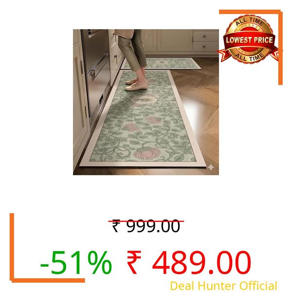 Proxin Anti Fatigue Kitchen Rug Sets 2 Piece Non Slip Kitchen Mats for Floor Cushioned Kitchen Rugs & Mats Waterproof Comfort Standing Mat Runner for Kitchen,Home Office,Sink,Laundry (Multi 1)