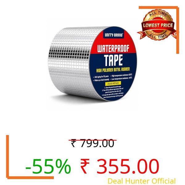 UB Unity Brand Waterproof Aluminium Tape for Roof Leakage, Heavy Duty Strong Adhesive Butyl Tape for Roof Leak, Water Tank, Window & Pipe Leakage Repair, Weatherproof Seal Tape (10 CM X 5 Meter)