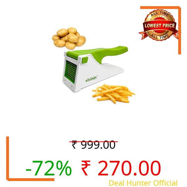 Vegetable Cutter Chopper French Fry Potato Chips Maker Fruit Slicer Potato, Onion, Carrot, Salad Multipurpose Use Kitchen Tool Accessories Unbreakable Plastic Body Stainless Steel Blade