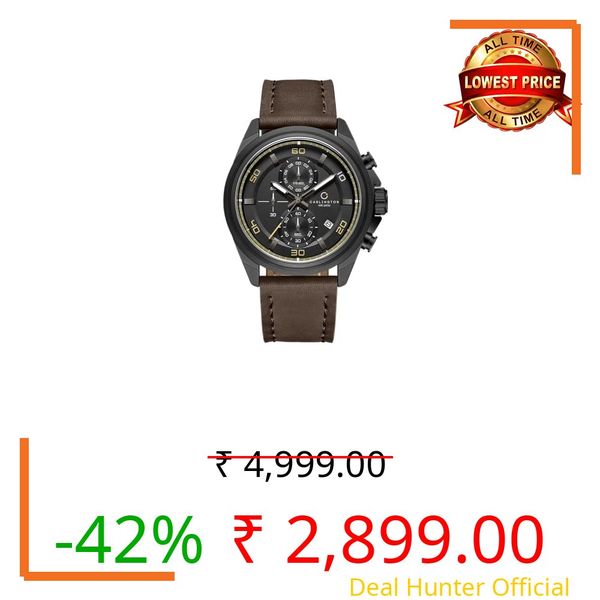 Carlington Nitro Analog Chronograph Men’s Premium Leather Strap Wrist Watch | Quartz Movement | Water & Shock Resistant Watch for Men | Casual & Formal Wear - CT_8075