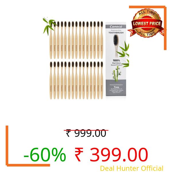 Natural Bamboo Toothbrush for Adults – Plastic-Free Organic Tooth Brush with Soft Charcoal Bristles, Eco Friendly Bamboo Brush for Teeth (Pack of 30)