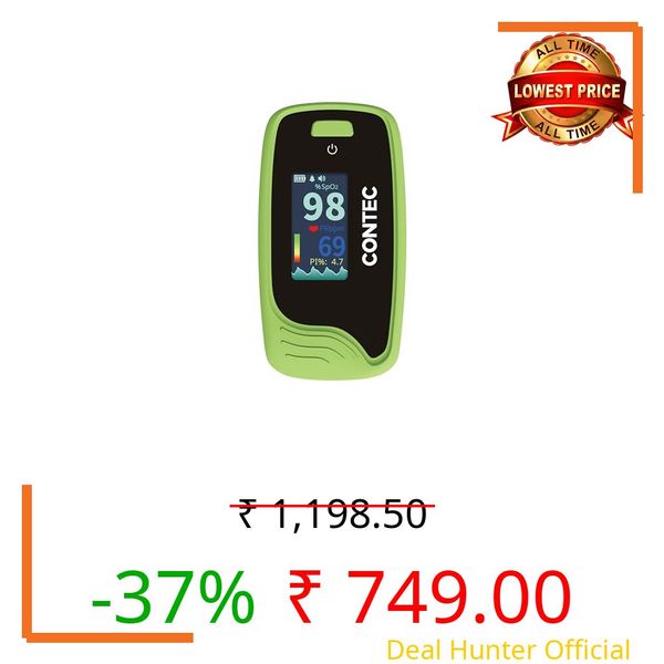 Contec CMS50-Pro Fingertip Pulse Oximeter – SpO₂, Pulse Rate & PI Monitor with Waveform Display.