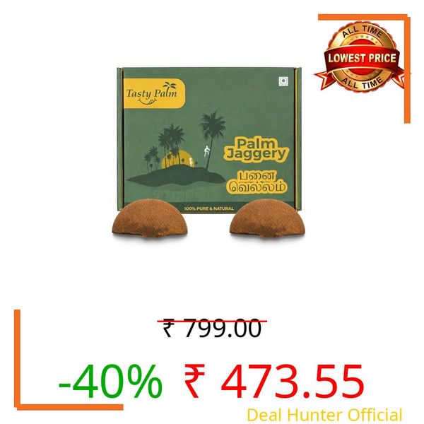 Tasty Palm Palm Jaggery 1kg | Karupatti Gur Palm Gud Half Round Blocks | Natural Unrefined Sweetener | No Chemicals No Preservatives | Coffee Like Taste | Karupatti Taad Gud