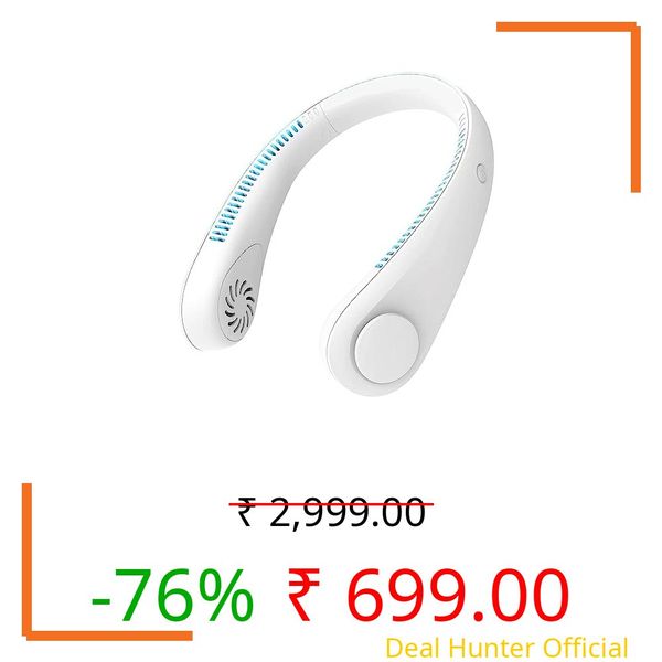 TMY Portable Hanging Bladeless Neck Fan (White) | Rechargeable Battery Operated Personal Fan | 3 Speed Wearable Cooling Fan | Hands-Free USB Neck Fan for Travel, Office, Outdoor & Gym (TMYP16)