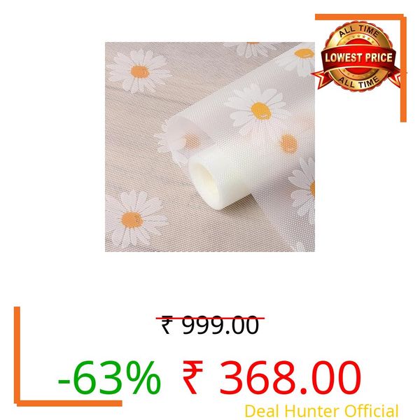 ElastPro (45 cm X 3 m) Printed Shelf Liners for Kitchen Shelves, Drawer Mat, Shelf Liner, Fridge Mats, Kitchen Cabinet Drawer Mat Liner Sheets (Flower Printed - Daisy Flower)