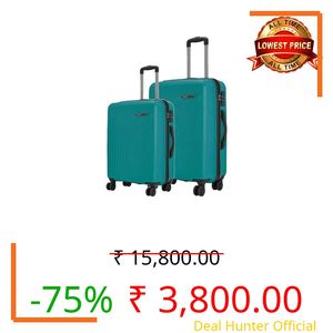 Safari Lancer Hard-Sided Polypropylene 5 Years Warranty Luggage Set of 2 Trolley Bags (55 & 66 cm) (Teal Green, 2PC Set (55 + 66 cm))