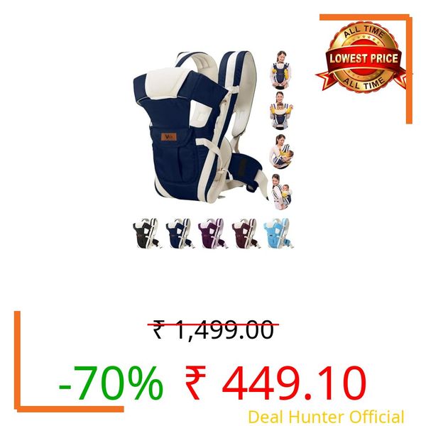 4-in-1 Adjustable Baby Carry Bag with Front & Back Carry Options | Ergonomic Infant to Toddler Carrier with Head and Back Support, Safety Buckles & Breathable Fabric (0–3 Years) (Navy Blue)