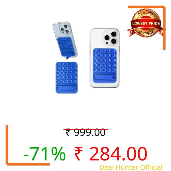 Case Creation Silicone Reusable 2 in 1 Sticky Suction Phone Grip with Foldable Stand Mobile Holder for iPhone, Android Hands-Free Videos, Selfies, Reels (Royal Blue Sticky Phone Grip with Stand)