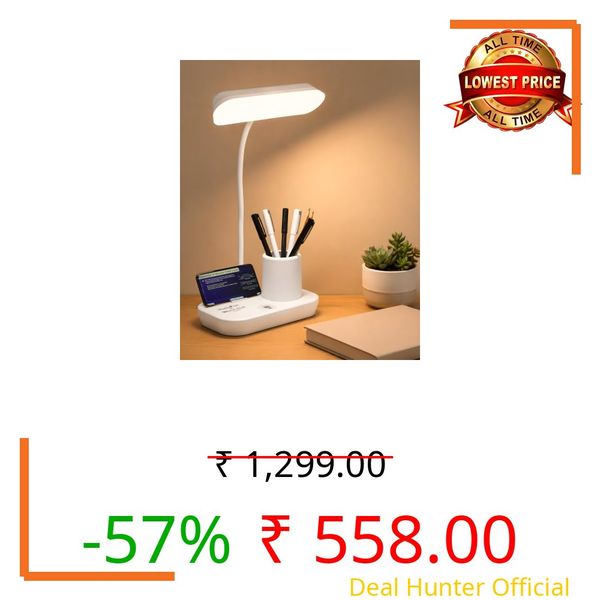 WEIRD WOLF Study Table Lamp with Pen Holder & Mobile Stand, 2000mAh Battery