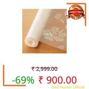 ElastPro (45 cm X 10 m) Printed Shelf Liners for Kitchen Shelves, Drawer Mat, Shelf Liner, Fridge Mats, Kitchen Cabinet Drawer Mat Liner Sheets (Fan Leaf White)