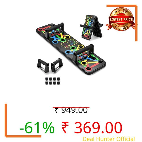 Push Up Board Multifunction Professional Push Up Board For Chest, Back, Shoulder, Triceps Foldable Push Up Bar Portable Home Gym Equipment For Men & Women - Black
