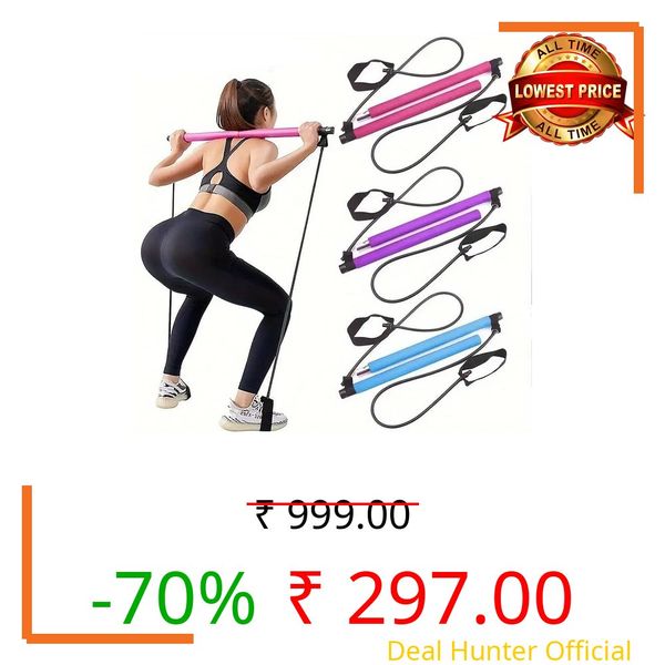Pilates Bar Kit with Resistance Bands for Women & Men | Portable Home Gym Exercise Stick with Adjustable Resistance Tube Bands | Workout Equipment for Yoga, Squats, Stretching & Strength Training